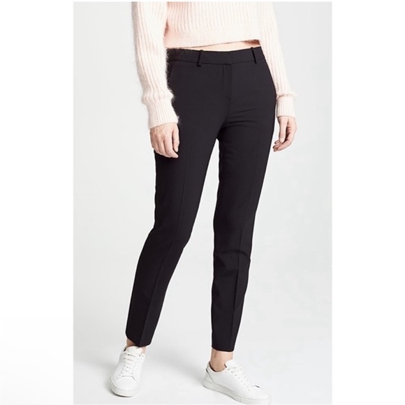 Theory Testra Wool Stretch Ankle Pants Black Office Casual Work Meeting - Picture 1 of 9